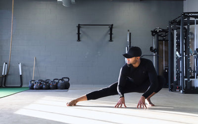 Andrew doing side leg pose